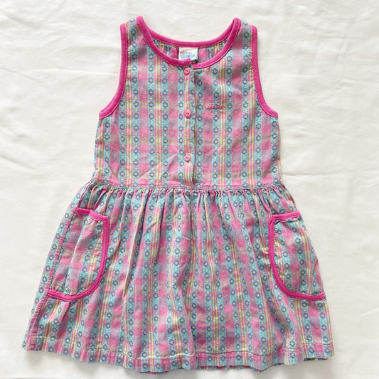 OshKosh Woven Print Pocket Dress - Yellow Clover Vintage Kids Clothes