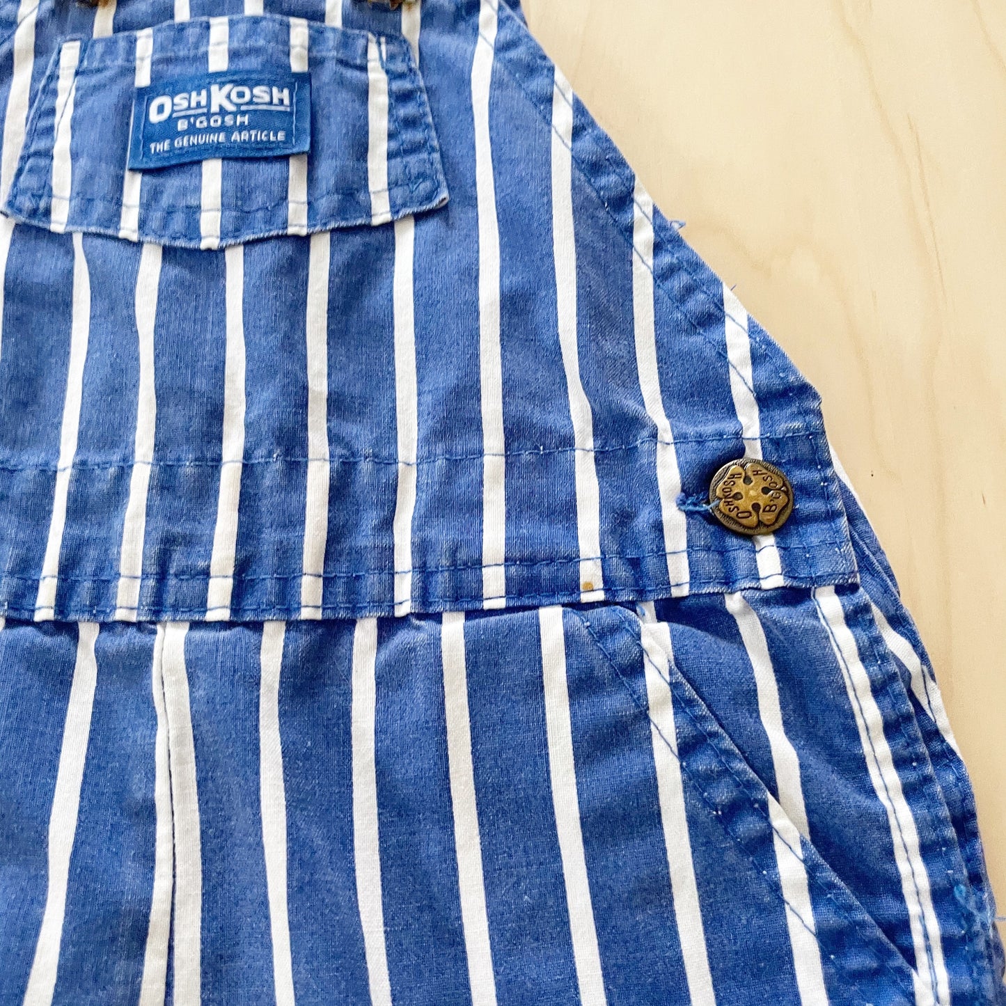 Vintage OshKosh Blue Wide Stripe Shortalls