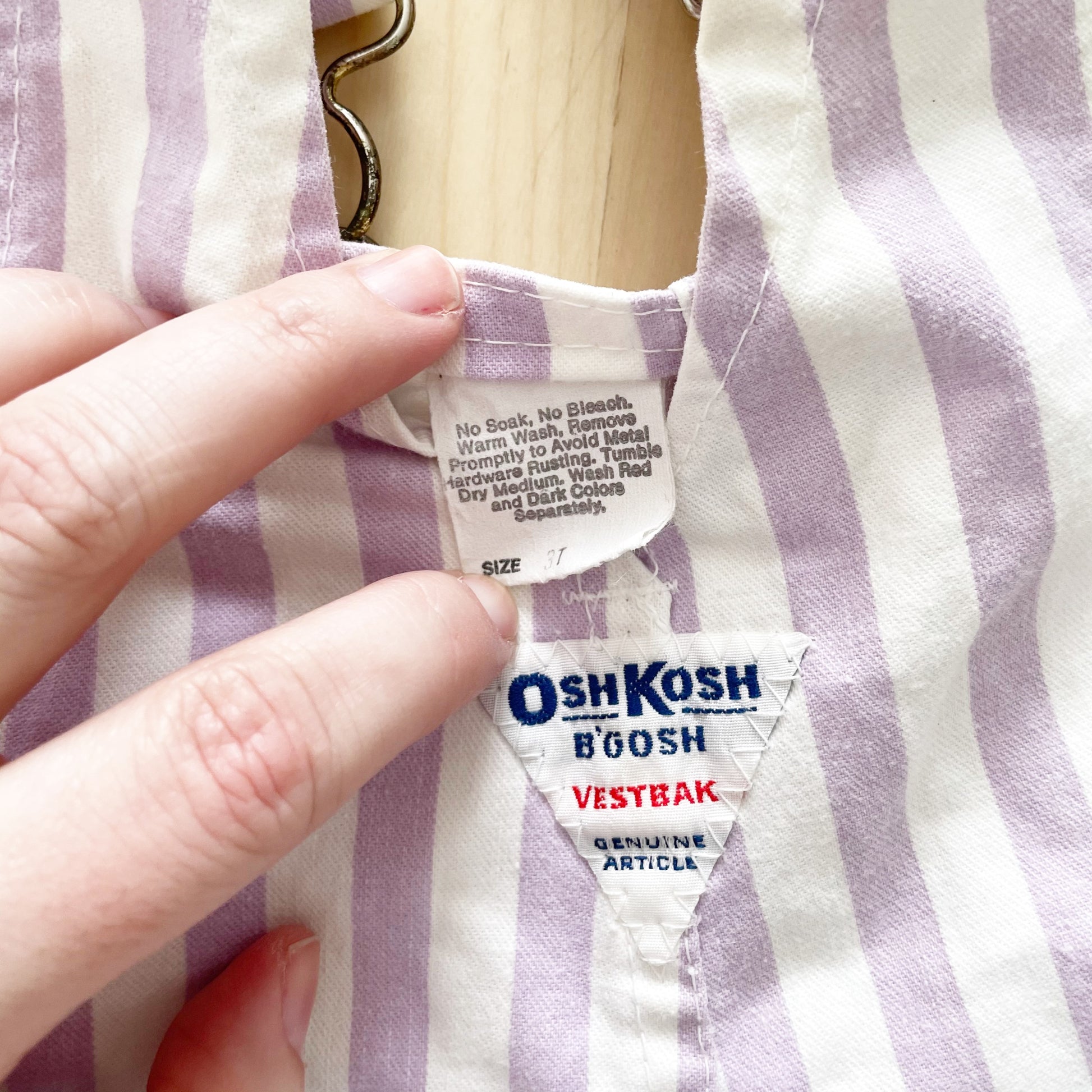 OshKosh Lavendar Stripe Shortalls - Yellow Clover Vintage Kids Clothes