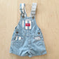 OshKosh Light Wash Stripe Block Shortalls - Yellow Clover Vintage Kids Clothes