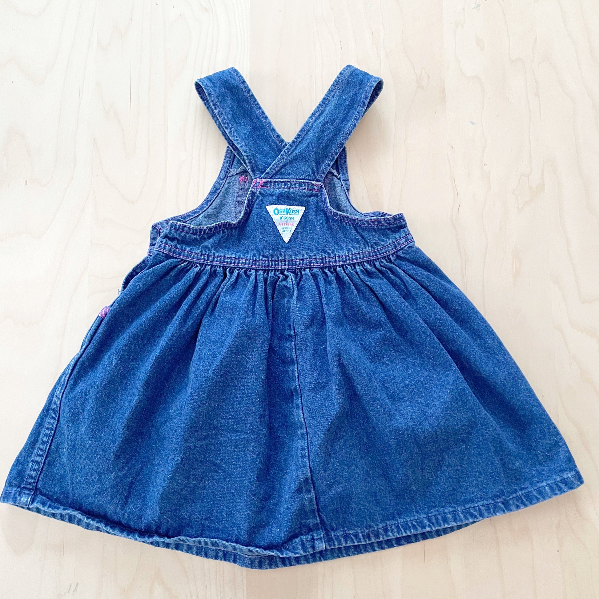 Vintage OshKosh Denim Stripe Skirtall - Yellow Clover Vintage Kids Clothes