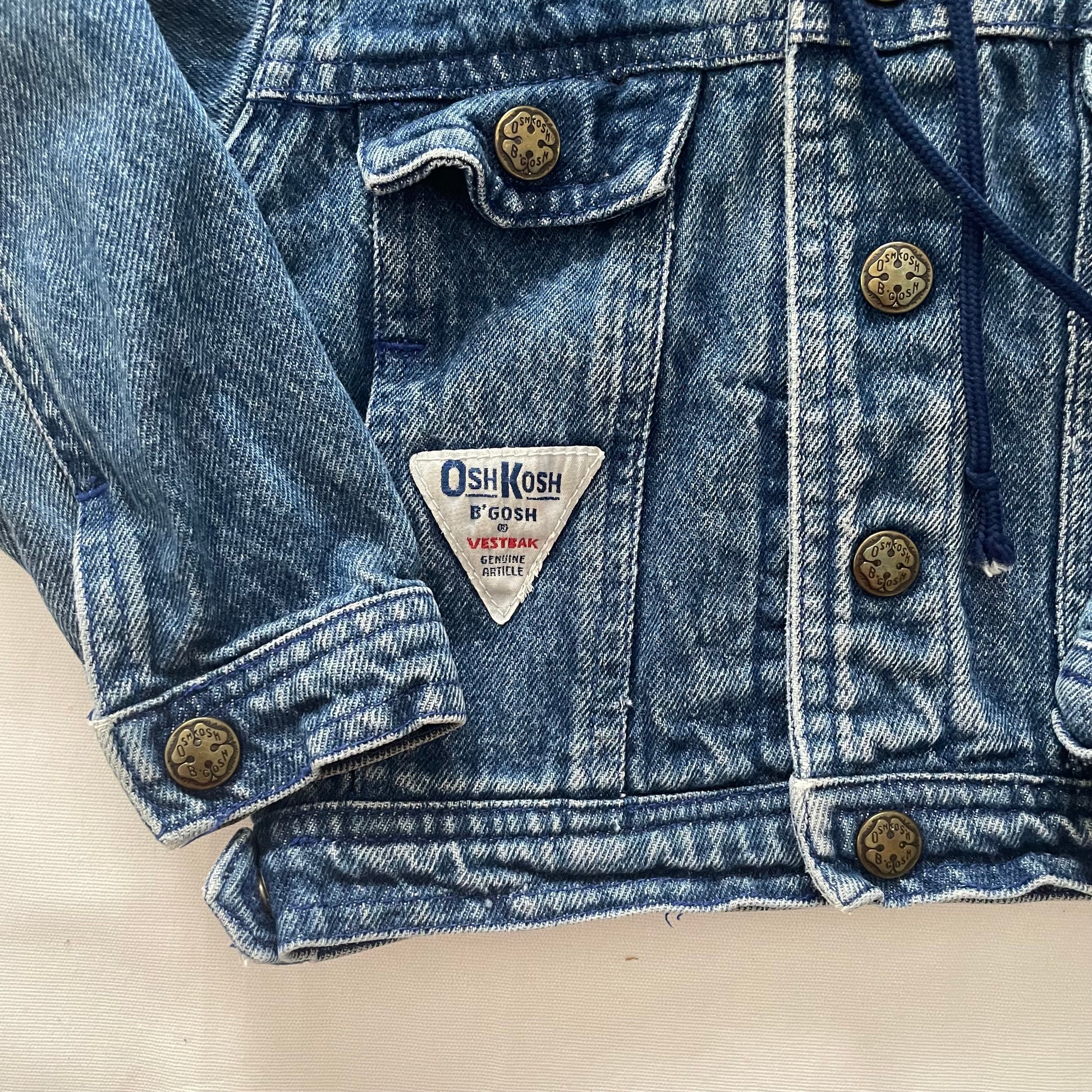 OshKosh Denim Patch Hooded Jacket - Yellow Clover Vintage Kids Clothes