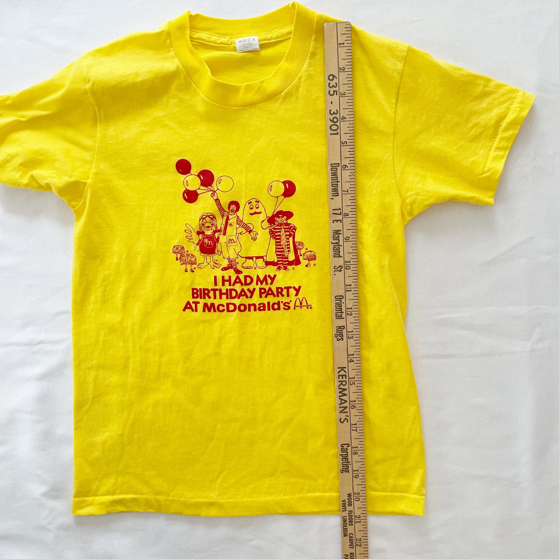 McDonald’s Birthday Party Graphic Tee • 8y? - Yellow Clover Vintage Kids Clothes