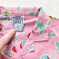 Pink Cherry Print Button Up Set • 5T - Yellow Clover Vintage Kids Clothes