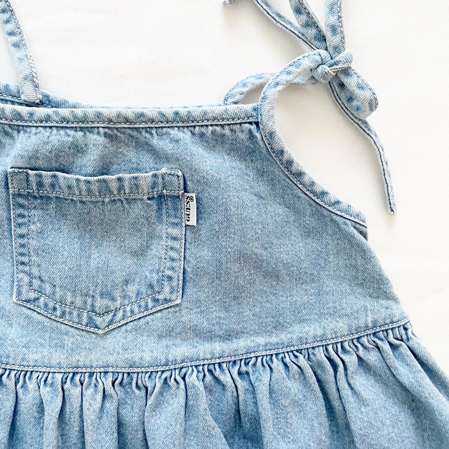 Guess Light Wash Denim Tie Dress