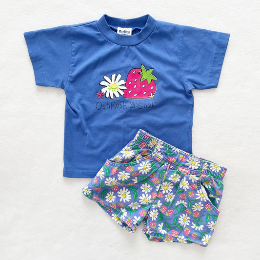 OshKosh Strawberry Daisy Set - Yellow Clover Vintage Kids Clothes