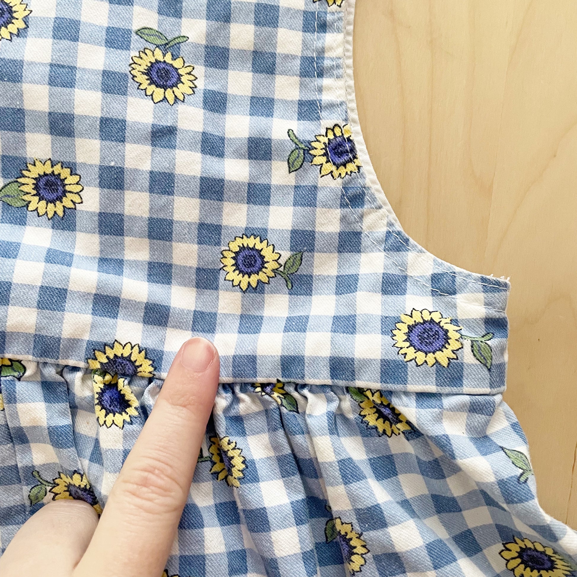 Vintage OshKosh Sunflower Gingham Dress - Yellow Clover Vintage Kids Clothes