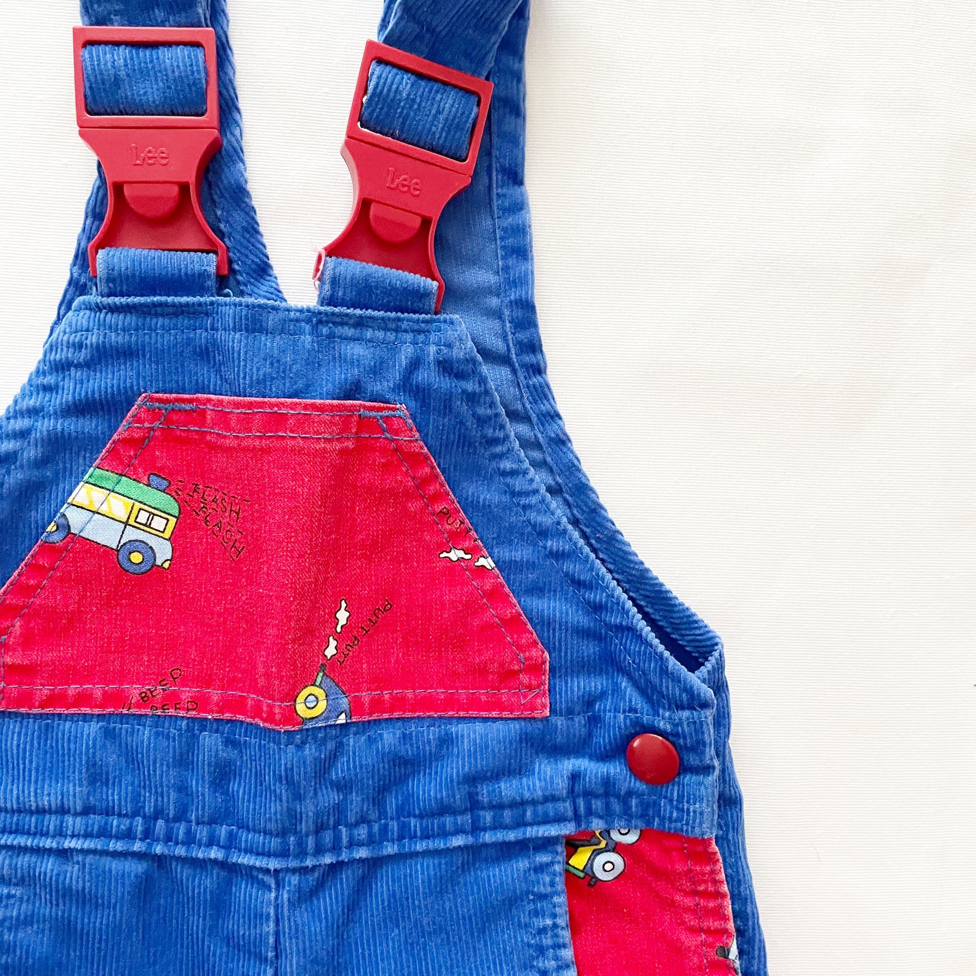 Lee Cord Vehicles Buckle Overalls • 18m - Yellow Clover Vintage Kids Clothes