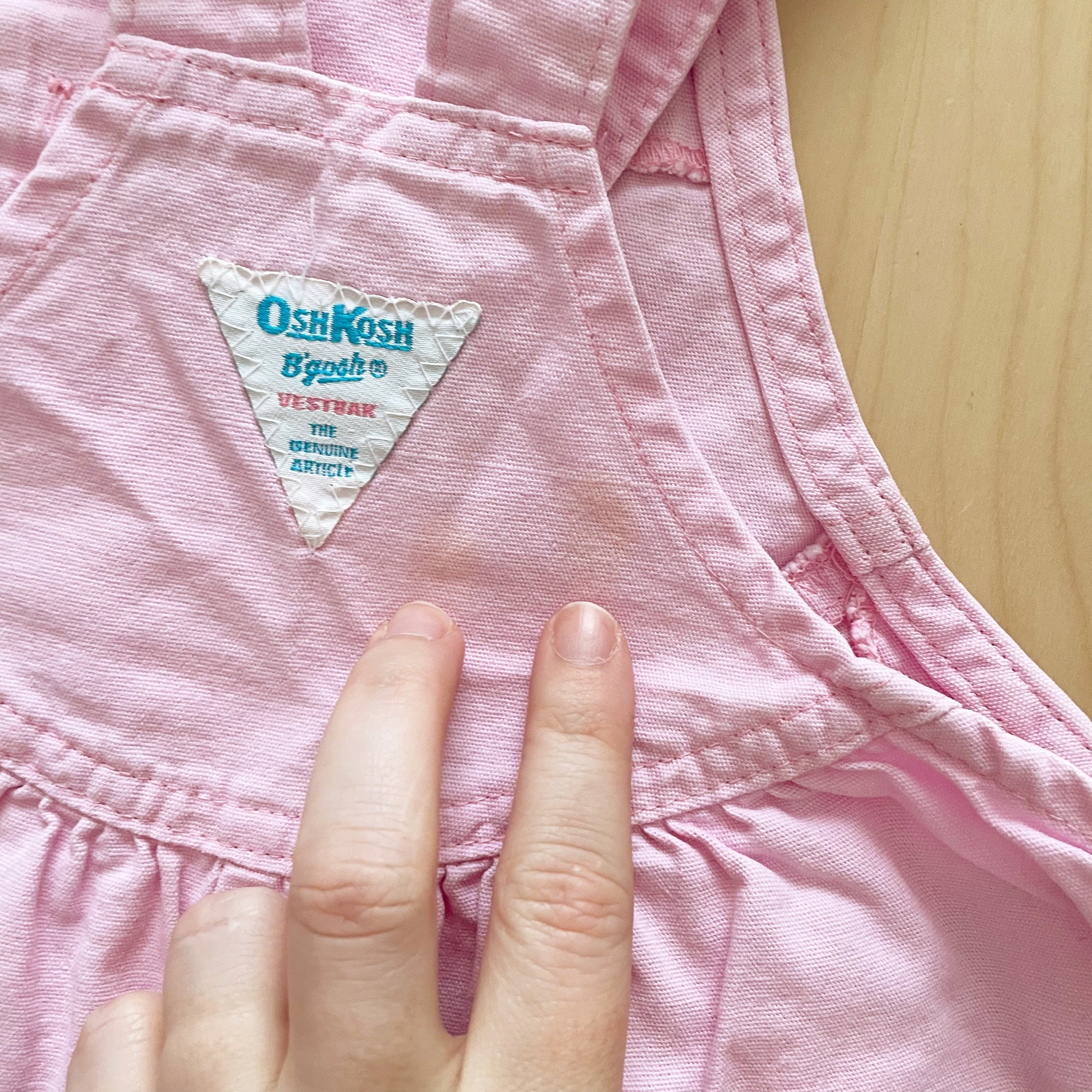 OshKosh Light Pink Floral Embroidered Scoop Shortalls - Yellow Clover Vintage Kids Clothes