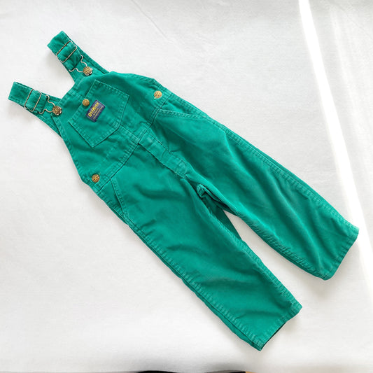 OshKosh Emerald Green Cord Overalls - Yellow Clover Vintage Kids Clothes