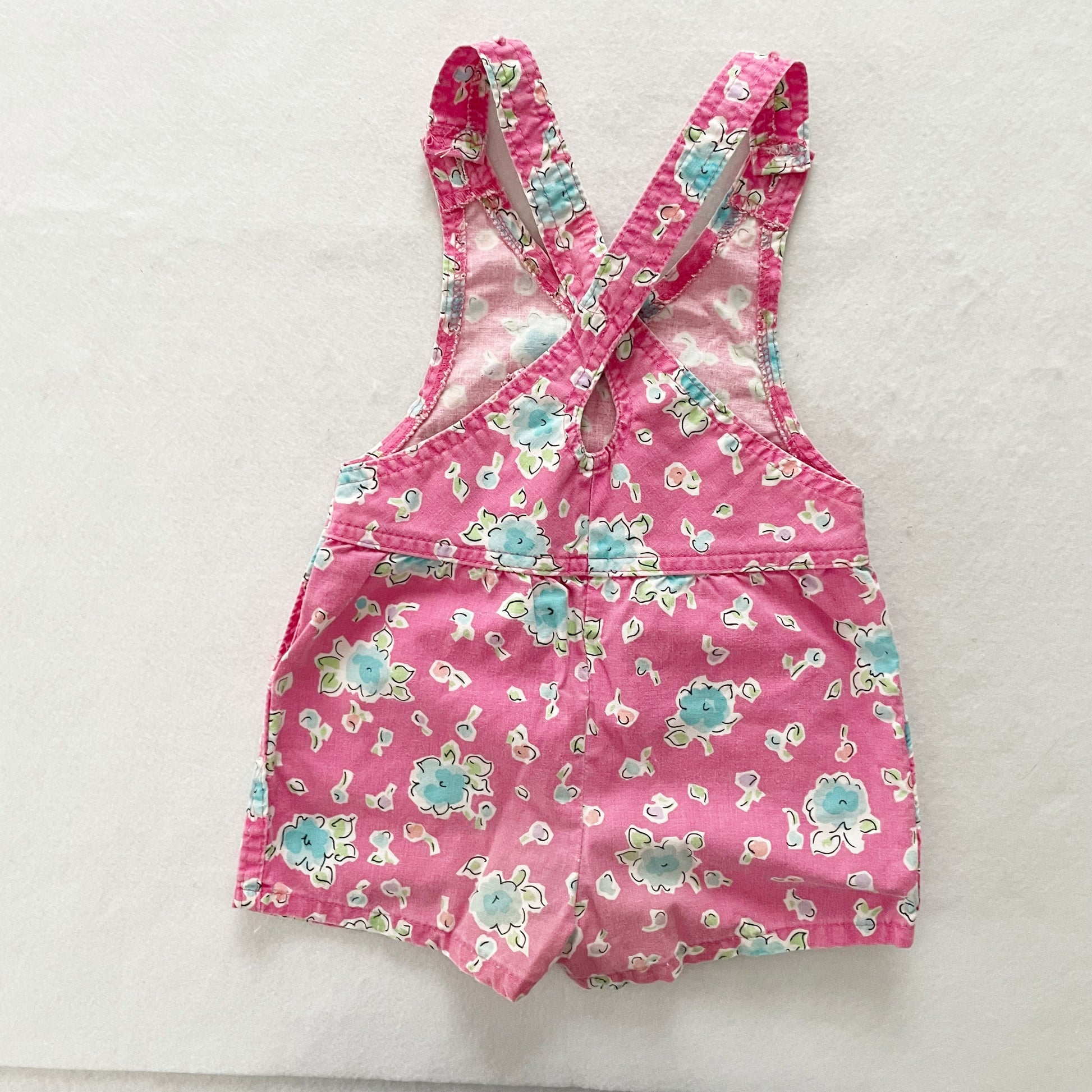 OshKosh Floral Crossfront Shortalls - Yellow Clover Vintage Kids Clothes