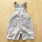 OshKosh Floral Baggy Cut Shortalls - Yellow Clover Vintage Kids Clothes