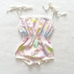 Pastel Print Sunsuit - Yellow Clover Vintage Kids Clothes