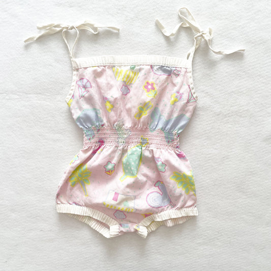 Pastel Print Sunsuit - Yellow Clover Vintage Kids Clothes