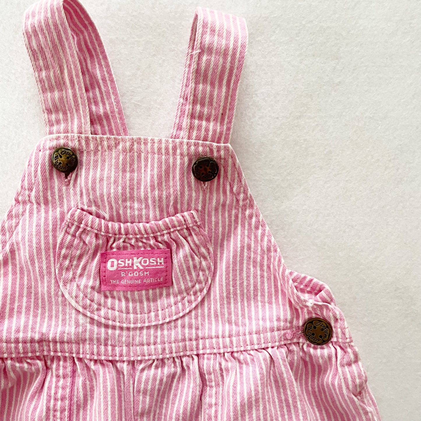 OshKosh Pink Hickory Stripe Bubble Overalls