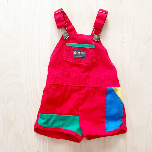 Vintage OshKosh Color Block Shortalls - Yellow Clover Vintage Kids Clothes