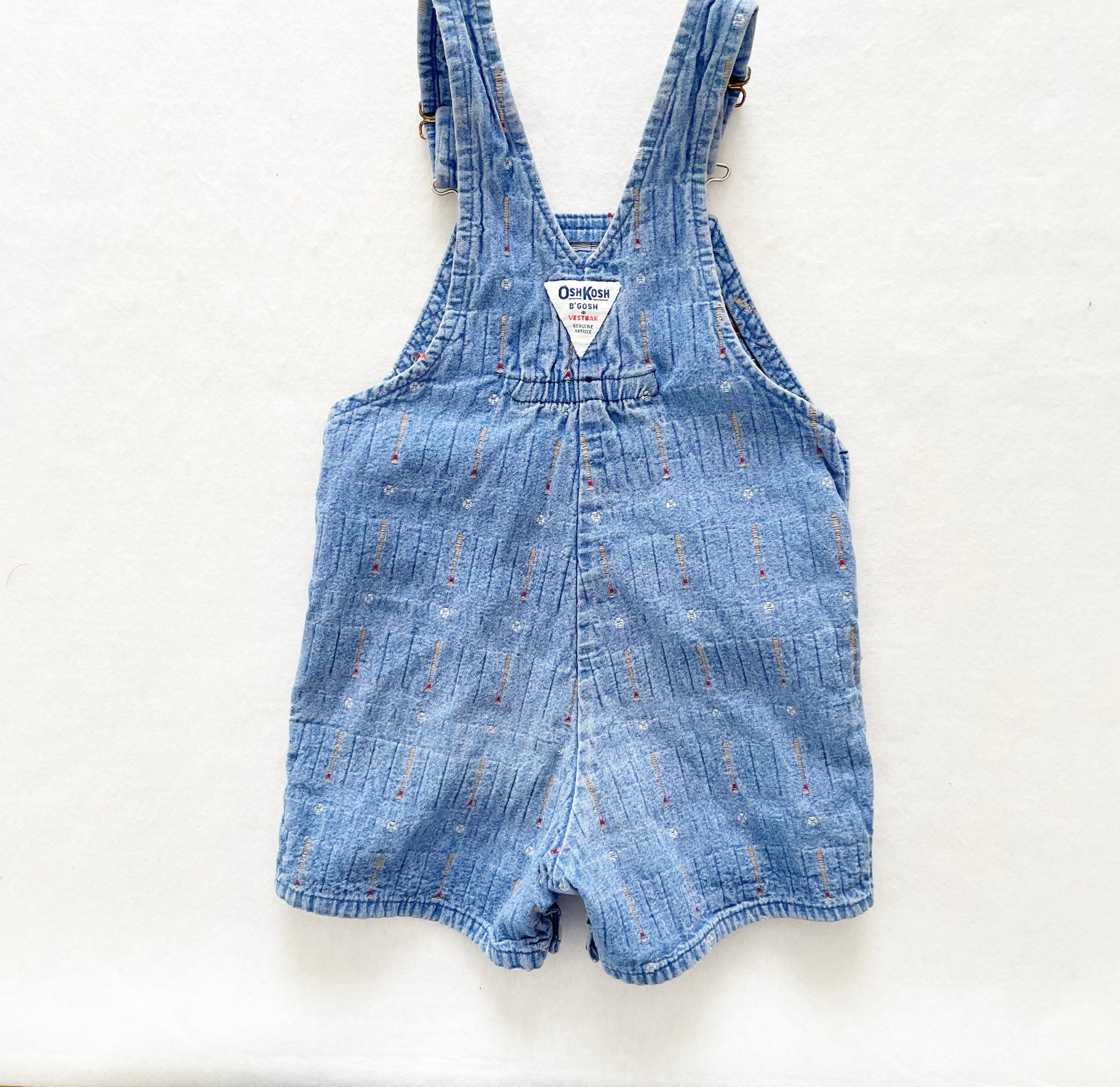 OshKosh Baseball Woven Shortalls - Yellow Clover Vintage Kids Clothes