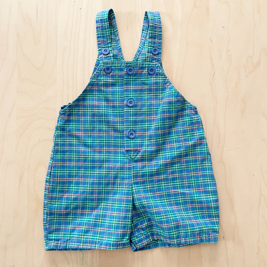 Vintage OshKosh Plaid Button Front Shortalls