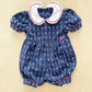 OshKosh Flower Woven Double Collar Romper - Yellow Clover Vintage Kids Clothes