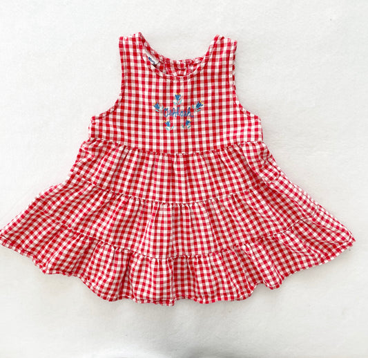 OshKosh Gingham Embroidered Dress - Yellow Clover Vintage Kids Clothes