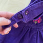 In Design Purple Cord Floral Embroidery Overalls