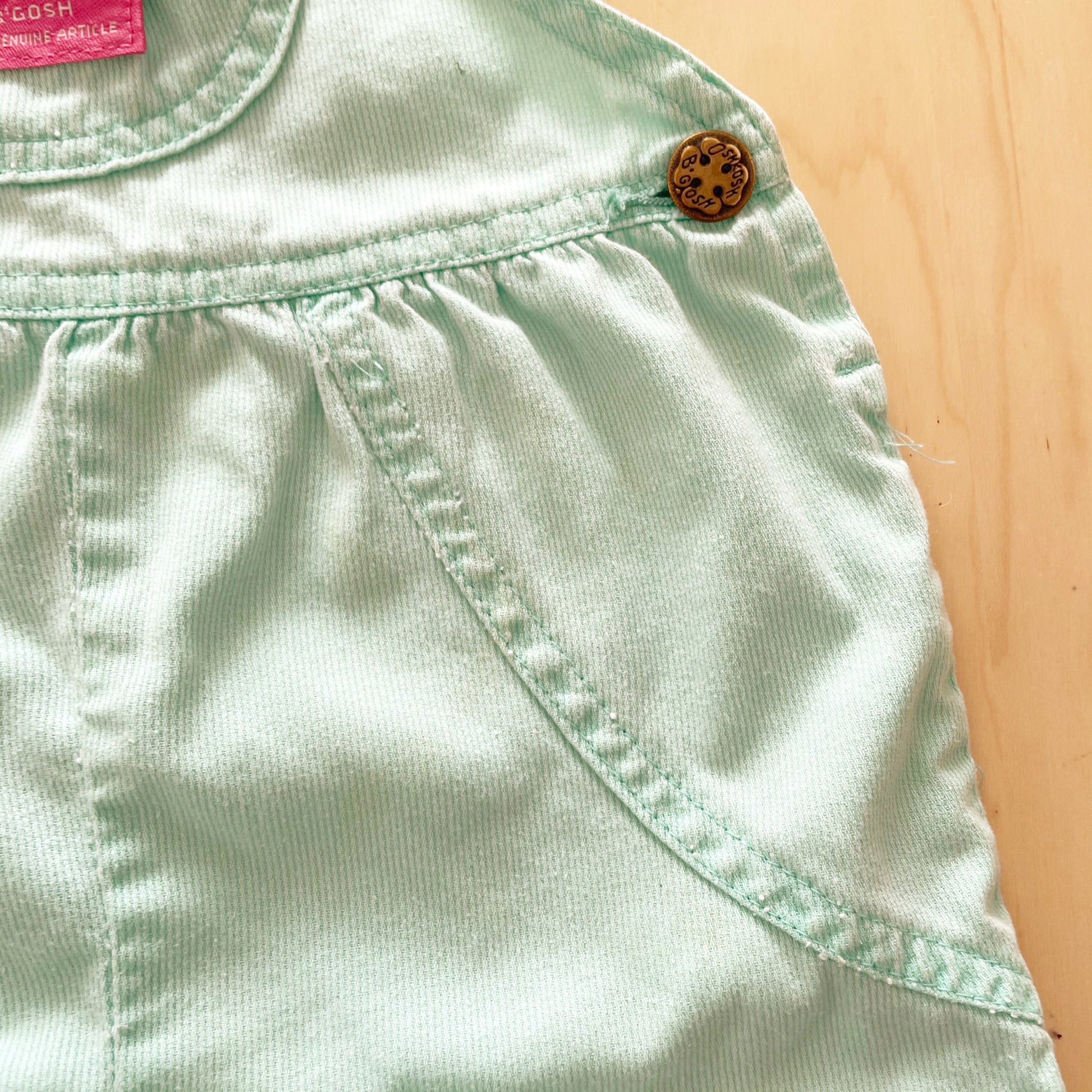 OshKosh Mint Green Shortalls - Yellow Clover Vintage Kids Clothes