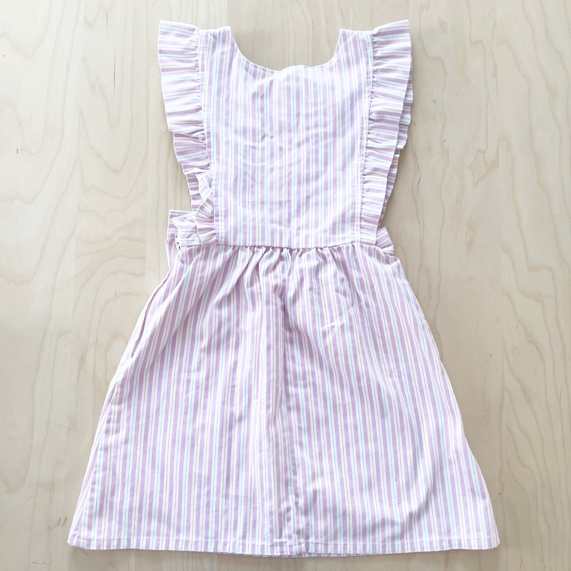 Vintage OshKosh Lilac Striped Pinafore Dress - Yellow Clover Vintage Kids Clothes