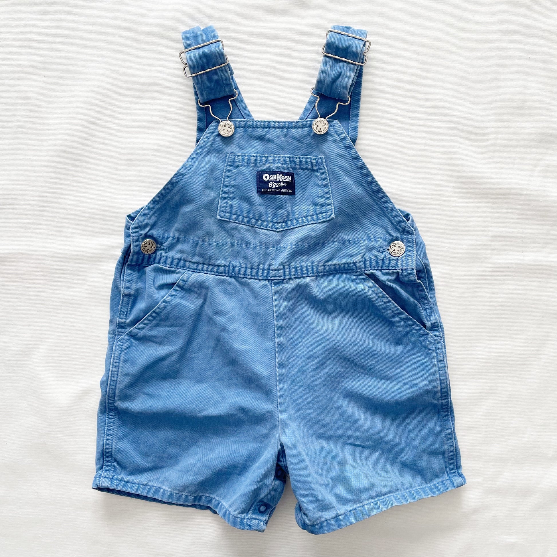 OshKosh Dusty Blue Shortalls - Yellow Clover Vintage Kids Clothes
