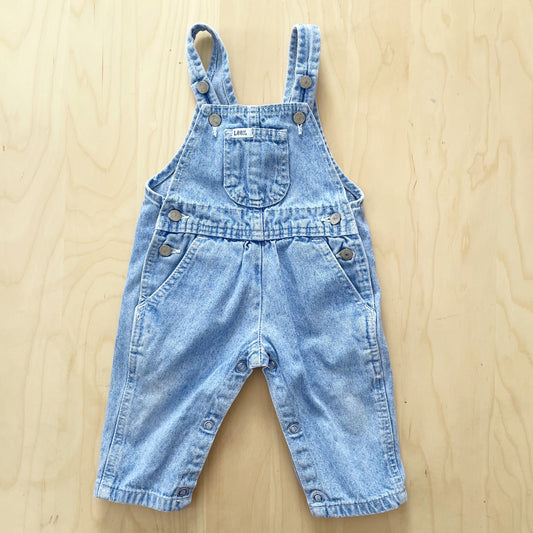 Vintage Lee Blue Wash Overalls with Floral Patch - Yellow Clover Vintage Kids Clothes