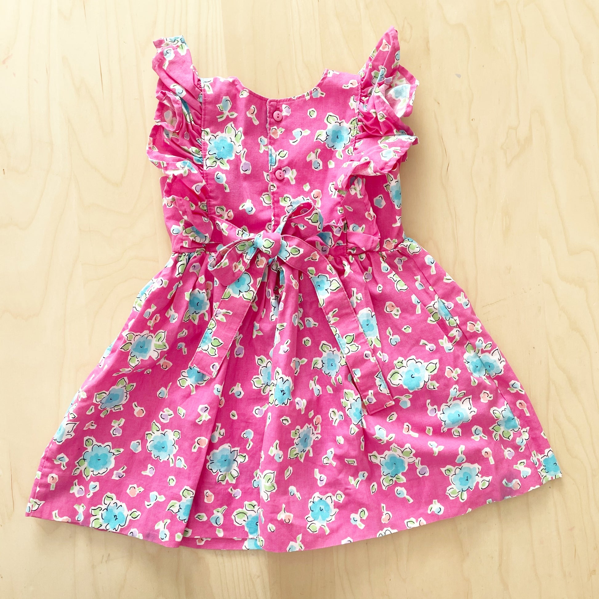 OshKosh Pink Floral Ruffle Dress - Yellow Clover Vintage Kids Clothes