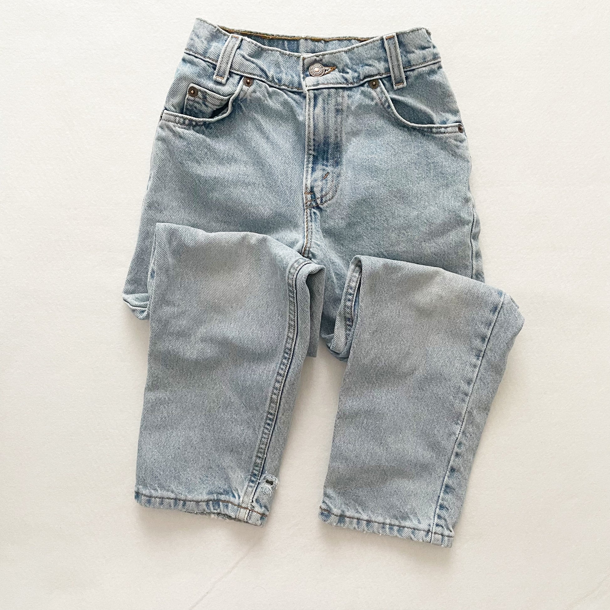 Levi’s Light Wash White Tab Jeans - Yellow Clover Vintage Kids Clothes