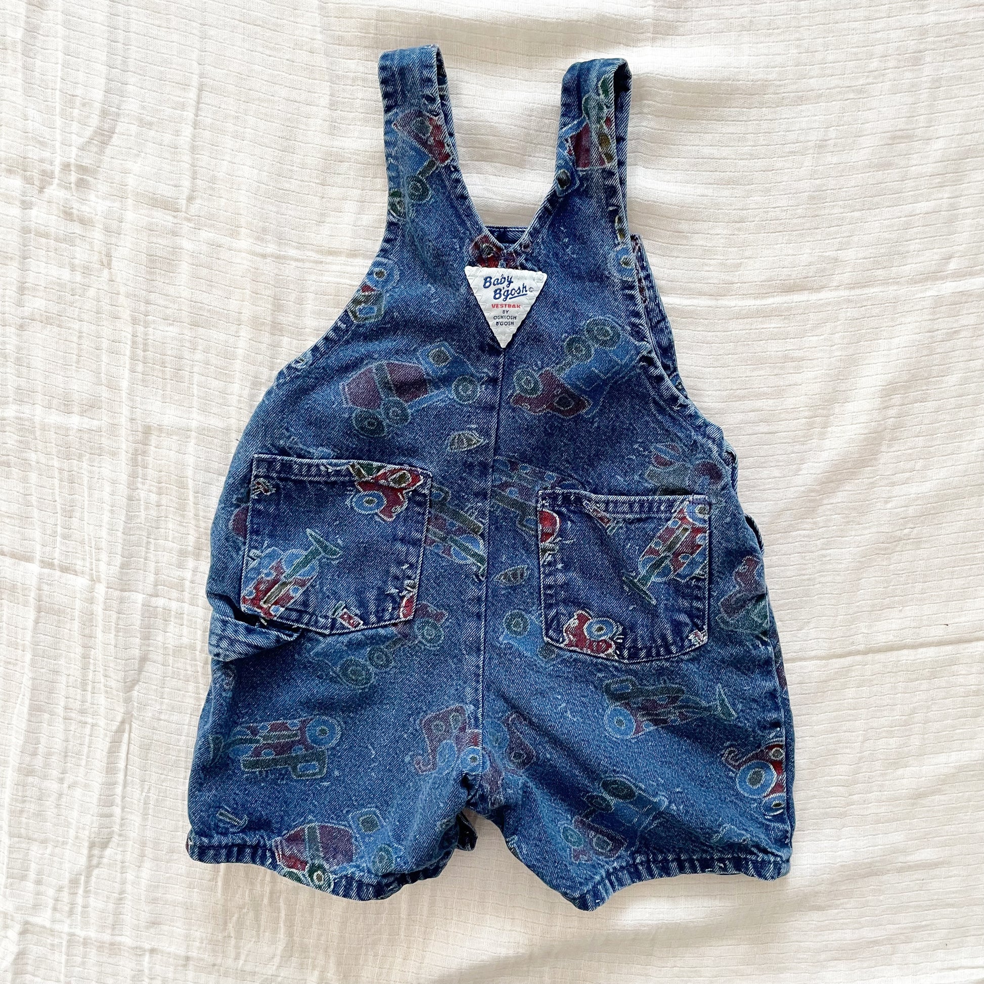 Baby B’gosh Construction Vehicle Shortalls - Yellow Clover Vintage Kids Clothes