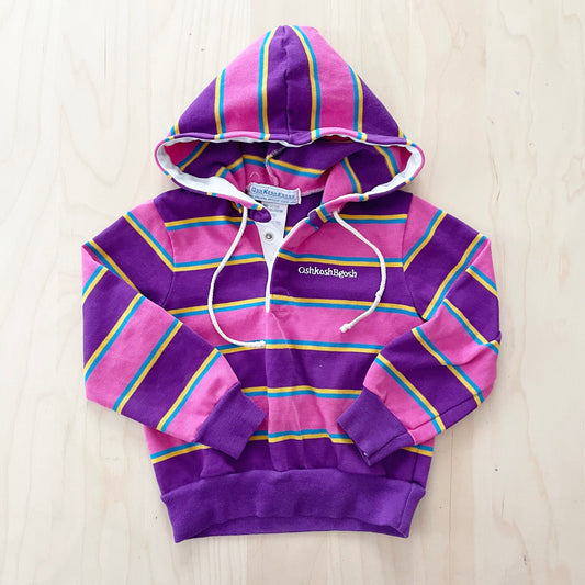 Vintage OshKosh Striped Hooded Tee - Yellow Clover Vintage Kids Clothes