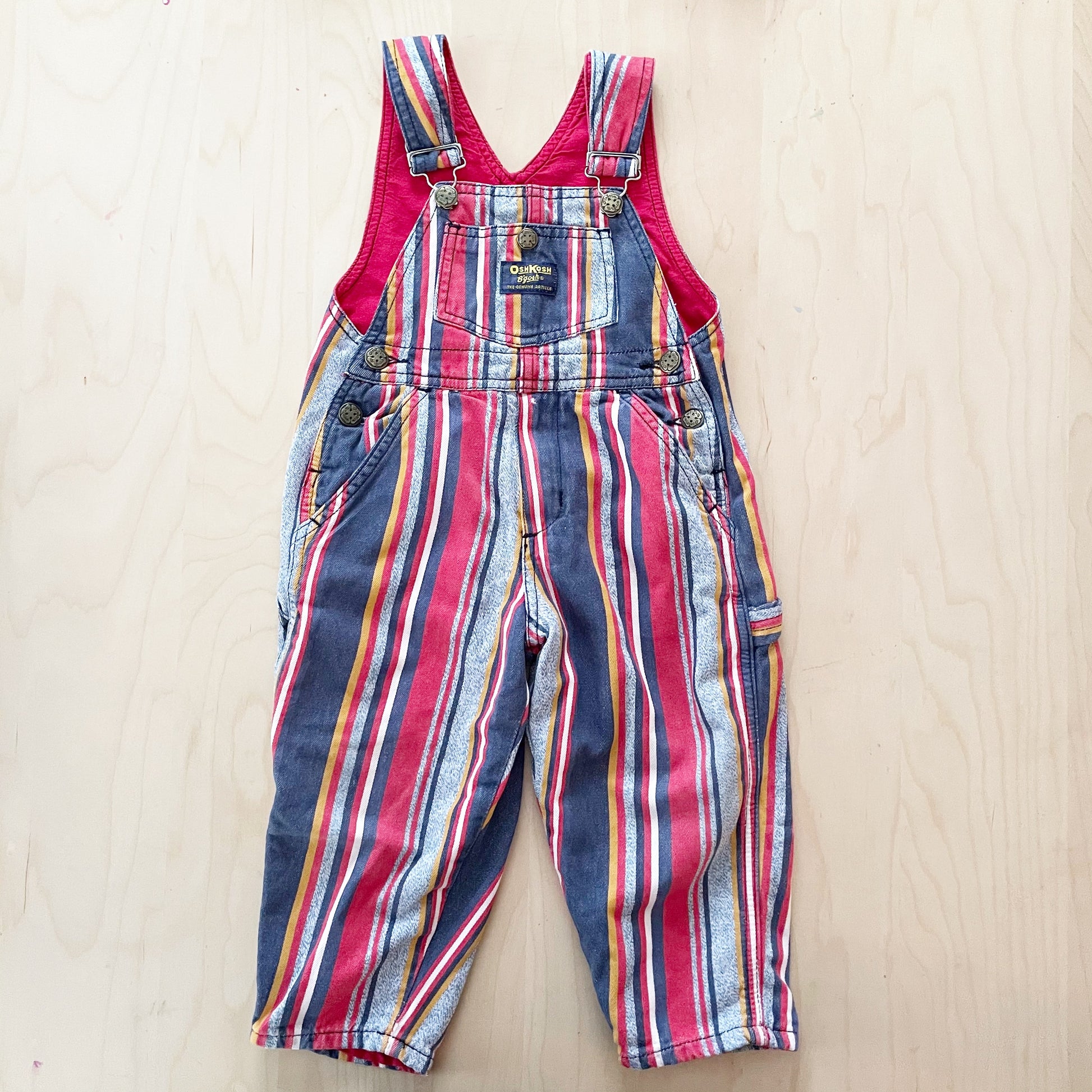 OshKosh Striped Lined Overalls - Yellow Clover Vintage Kids Clothes