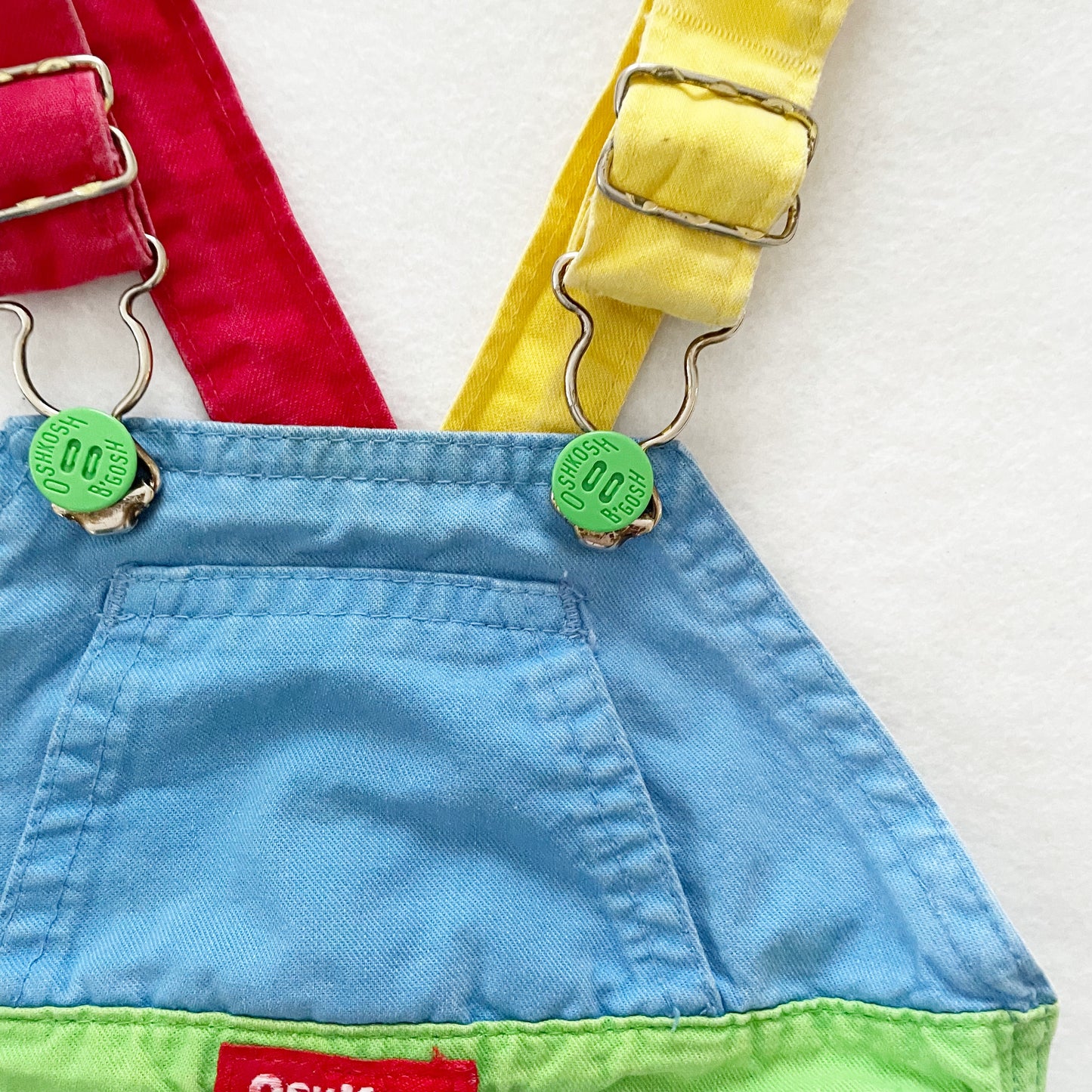 OshKosh Color Block Shortalls - Yellow Clover Vintage Kids Clothes