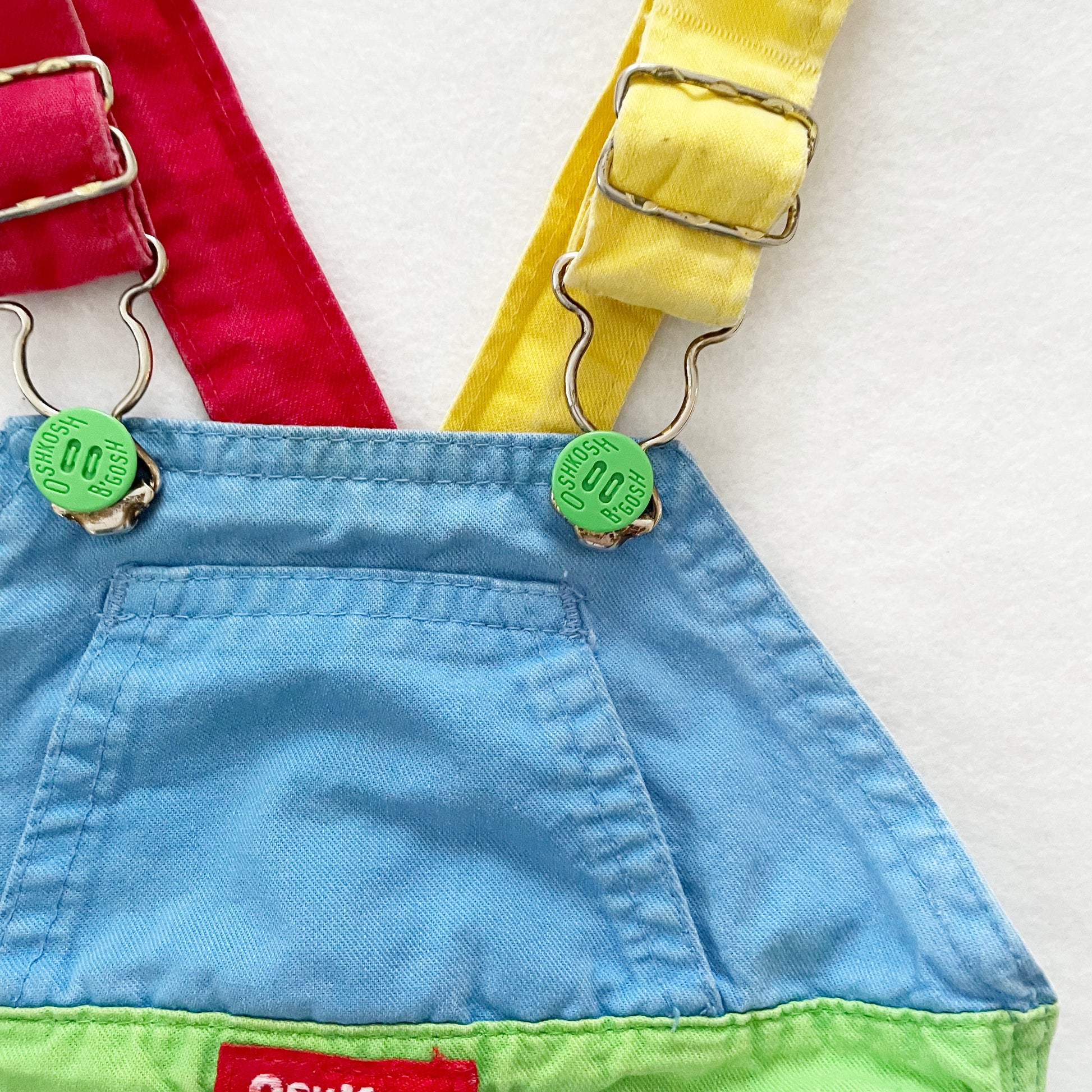 OshKosh Color Block Shortalls - Yellow Clover Vintage Kids Clothes