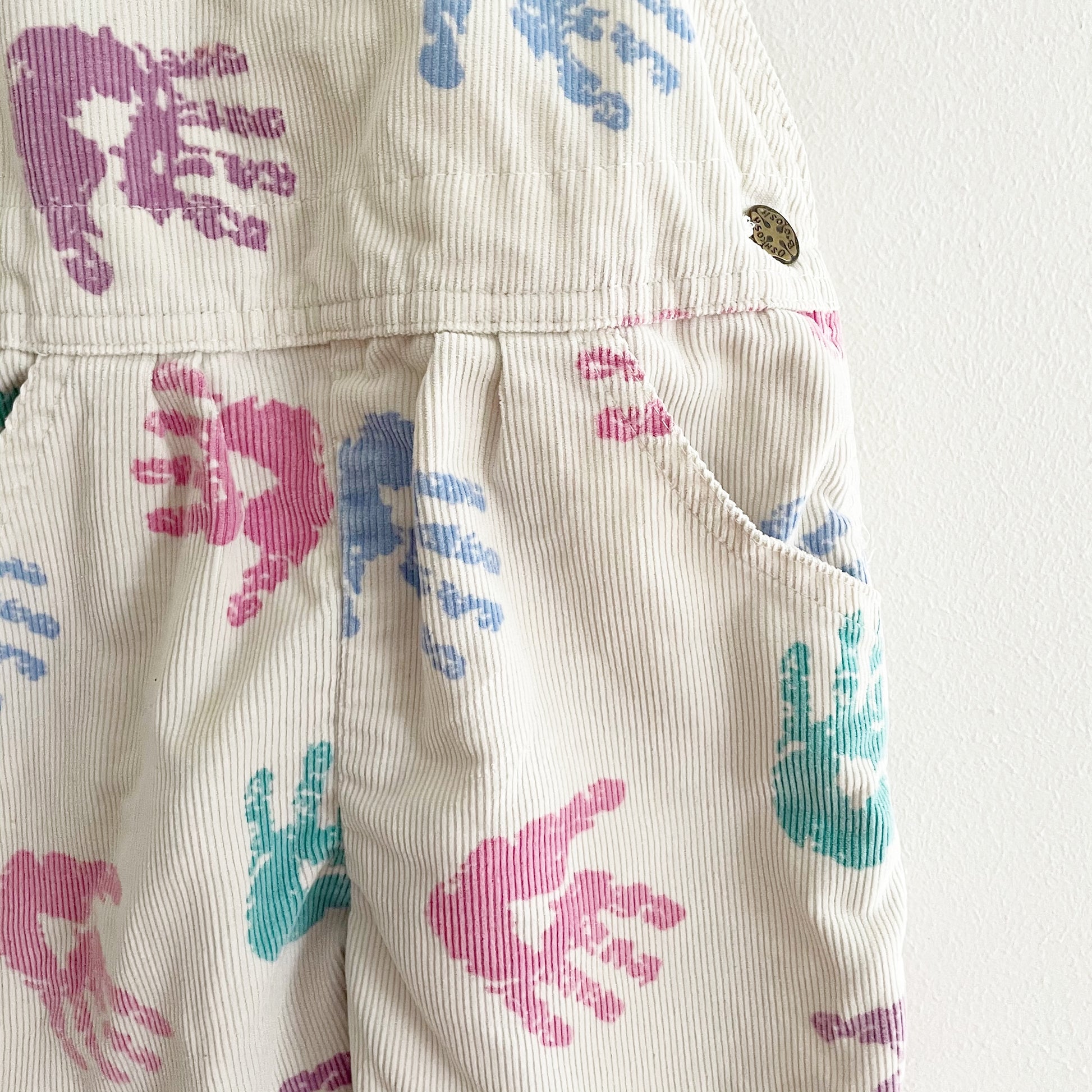OshKosh Handprint Cord Overalls - Yellow Clover Vintage Kids Clothes