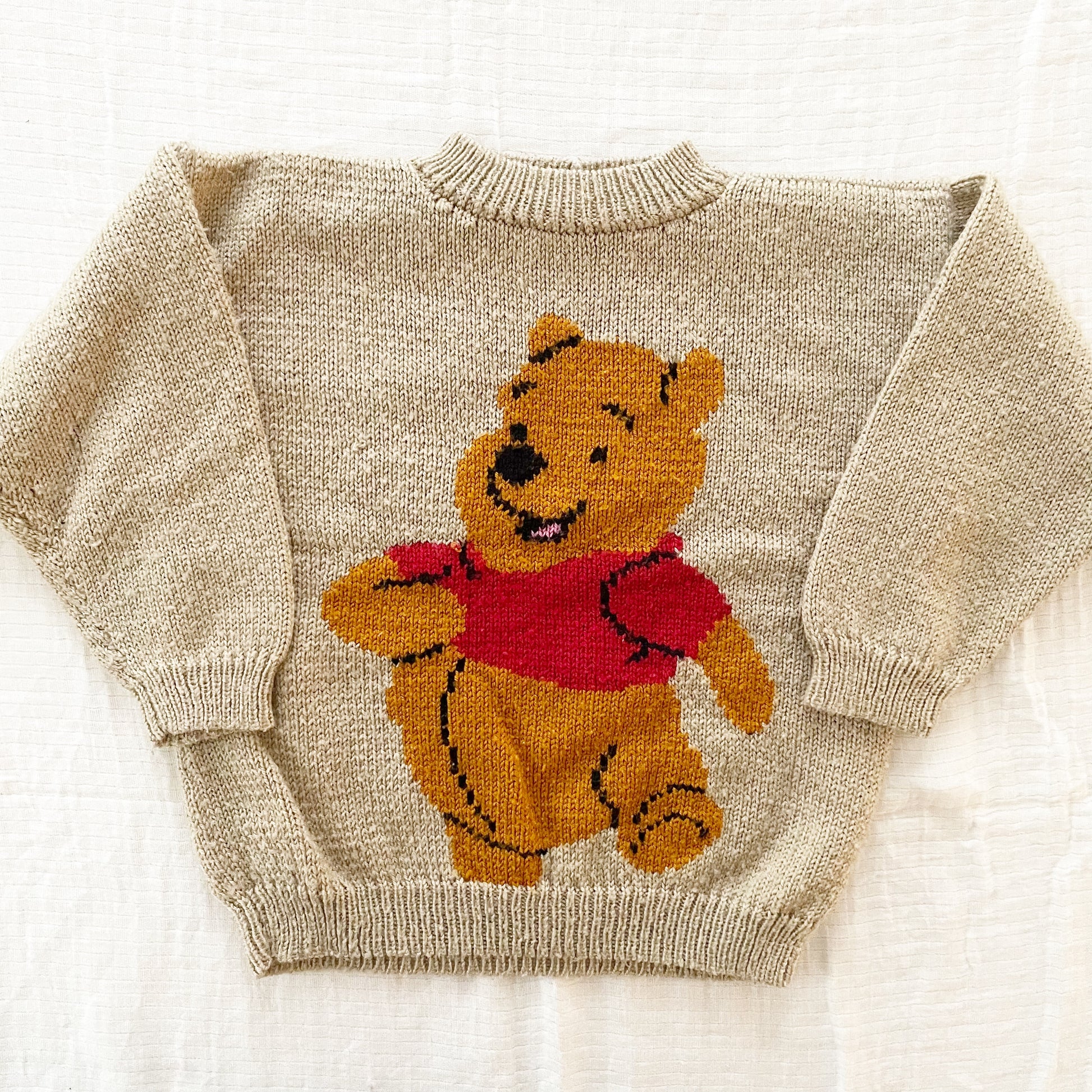 Handknit Pooh Sweater - Yellow Clover Vintage Kids Clothes