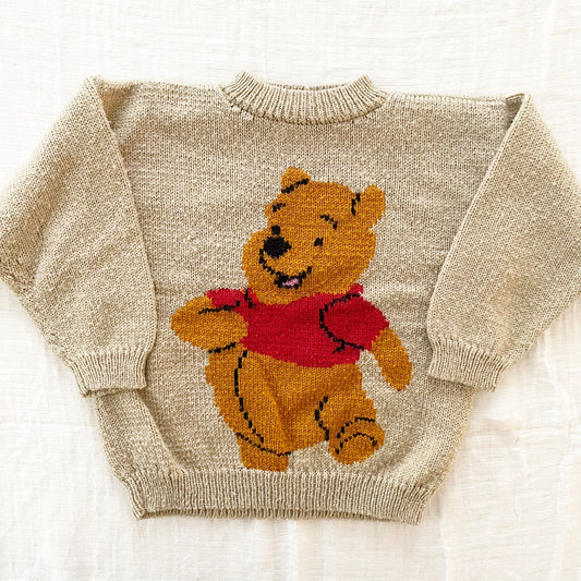 Handknit Pooh Sweater - Yellow Clover Vintage Kids Clothes