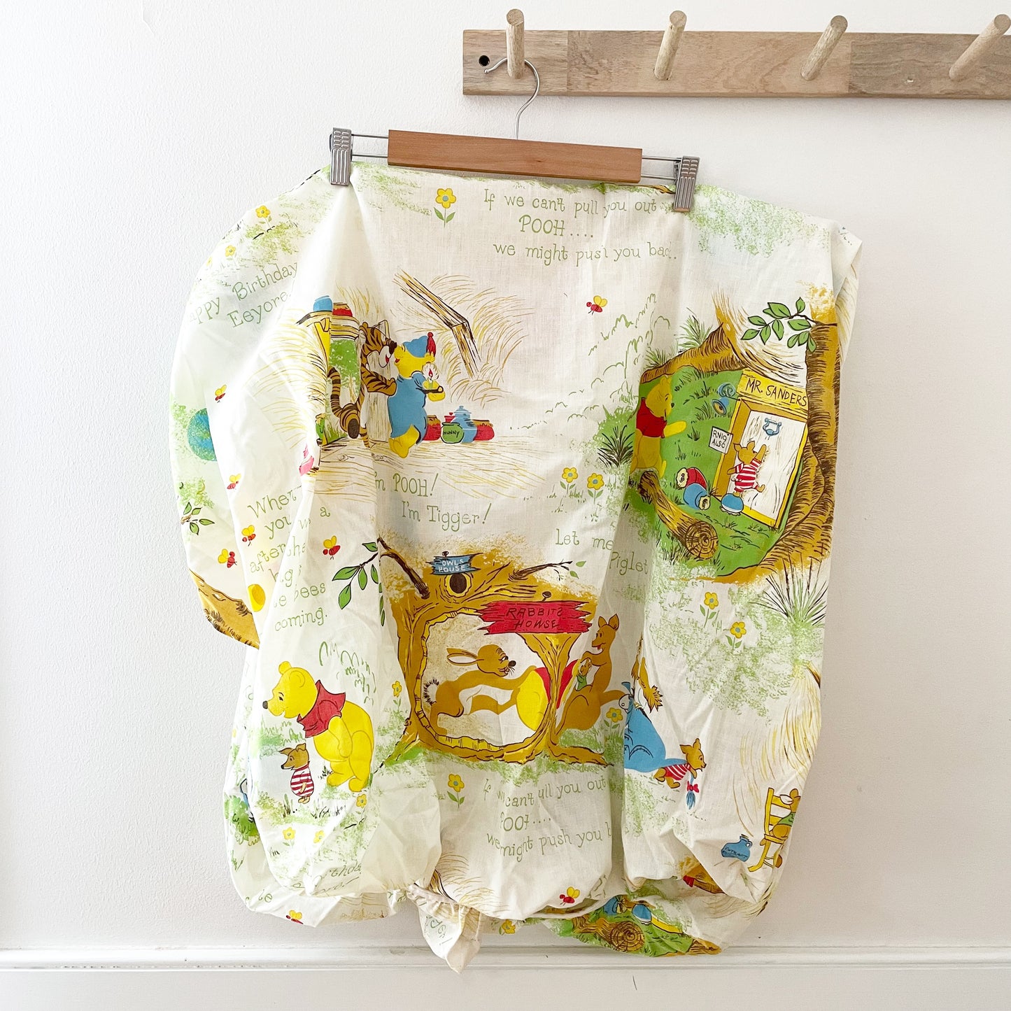 Sears Winnie the Pooh Crib Sheet - Yellow Clover Vintage Kids Clothes