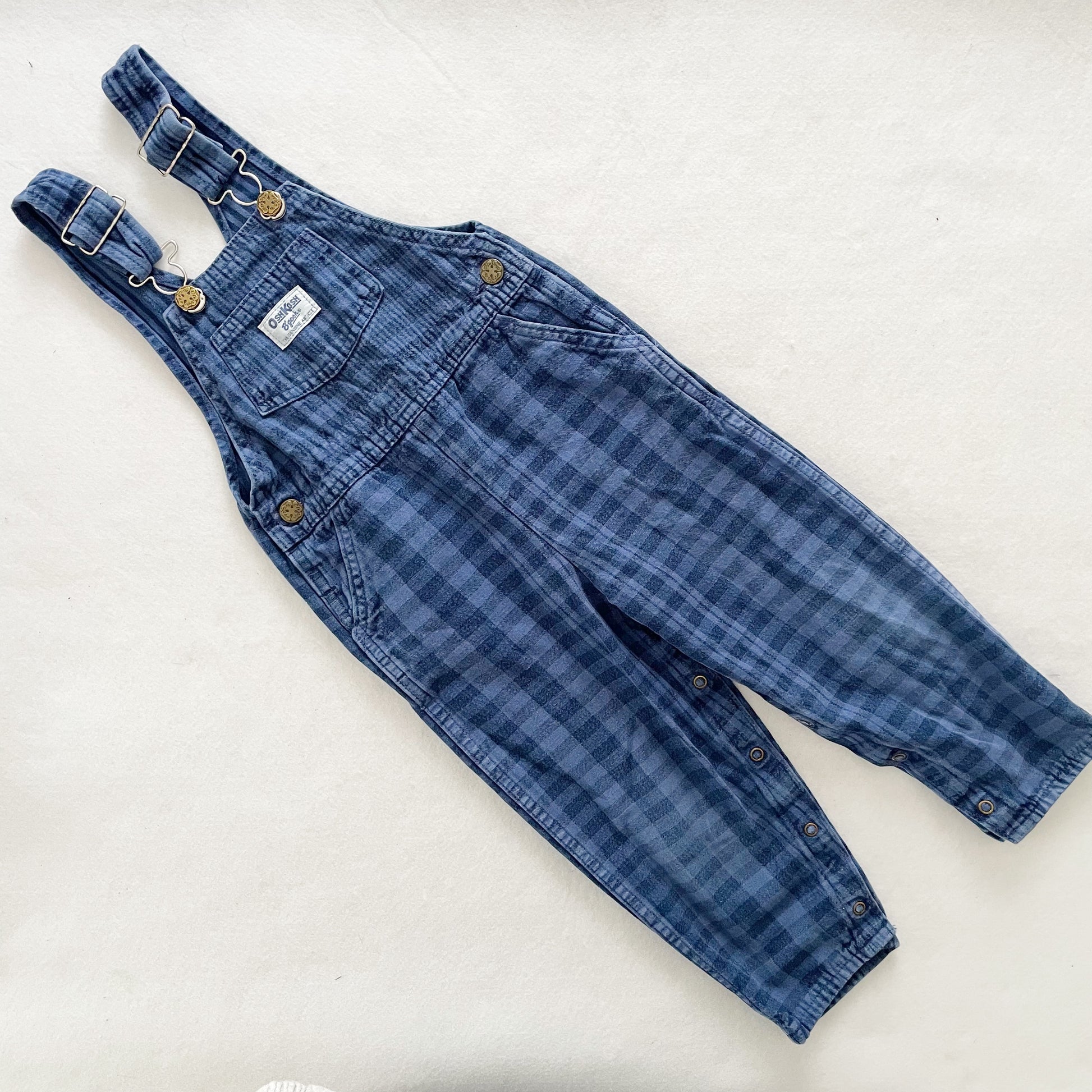 OshKosh Gingham Plaid Overalls - Yellow Clover Vintage Kids Clothes