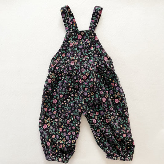 OshKosh Black Paisley Floral Cord Bubble Overalls