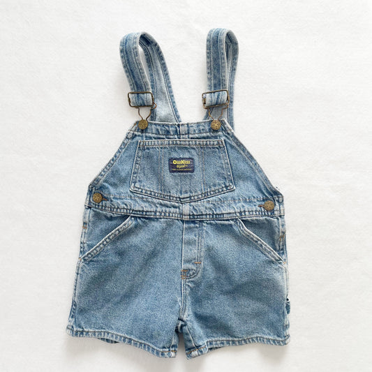 OshKosh Medium Light Wash Denim Shortalls - Yellow Clover Vintage Kids Clothes