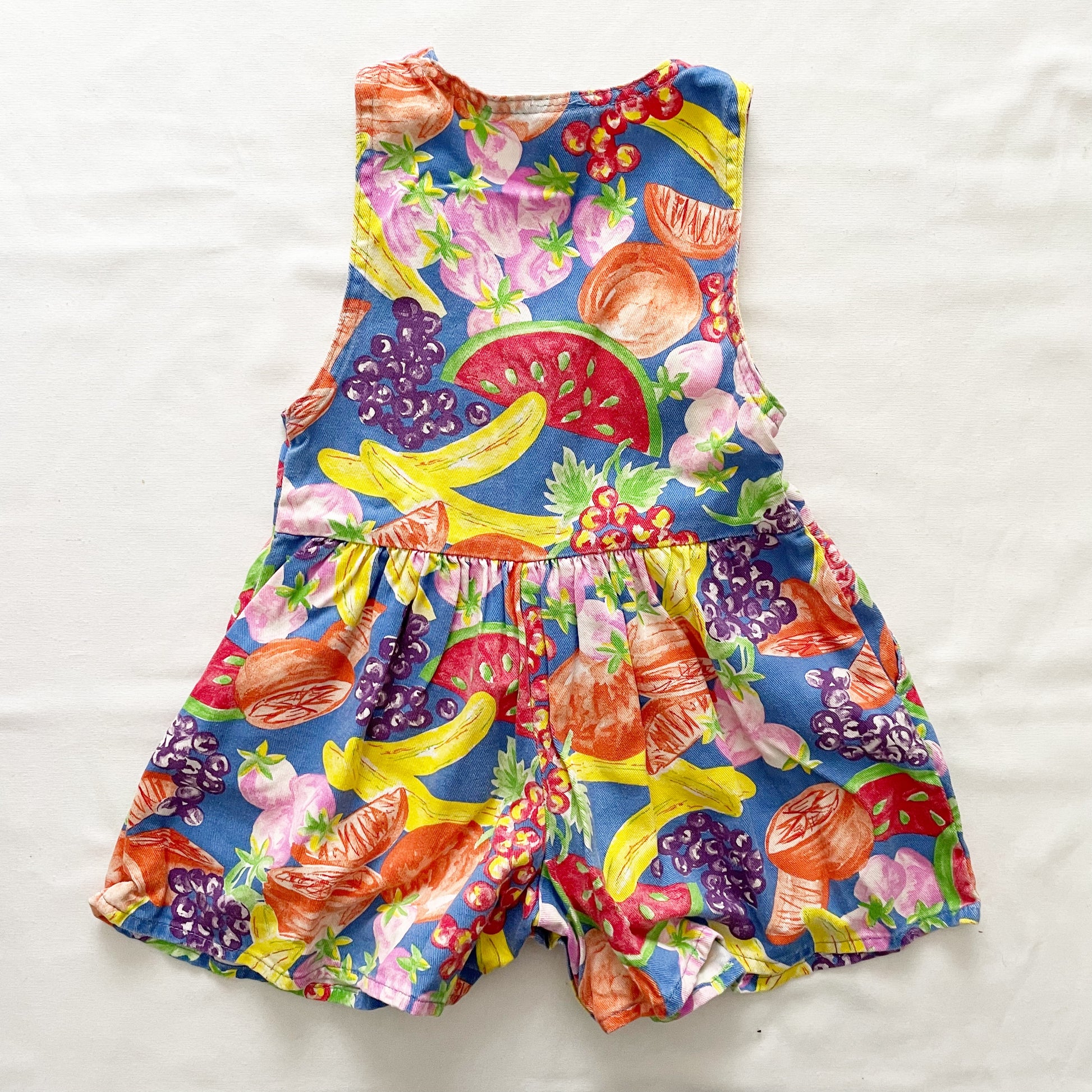 OshKosh Bright Fruit Print Romper - Yellow Clover Vintage Kids Clothes