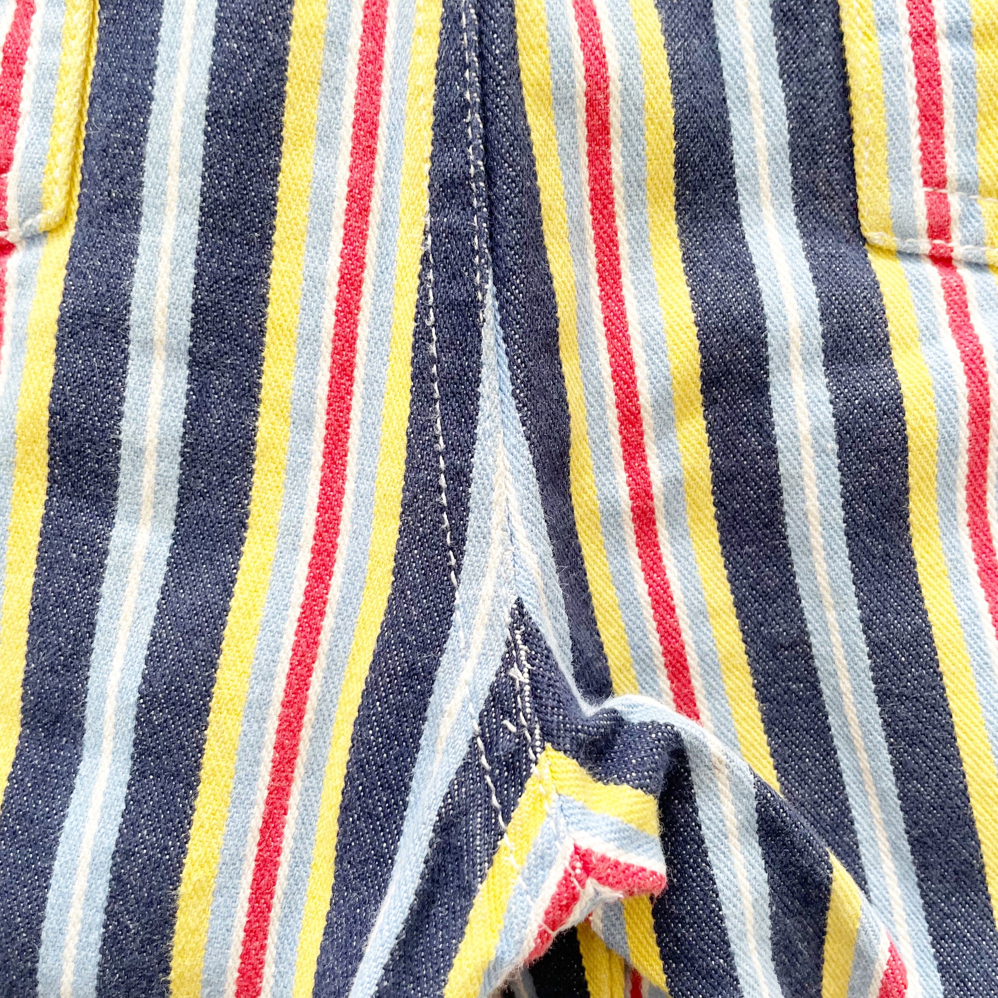 OshKosh Striped Baggy Shortalls - Yellow Clover Vintage Kids Clothes