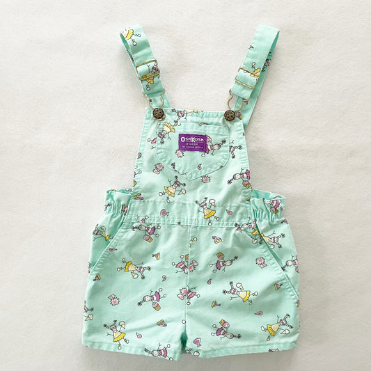 OshKosh Ice Cream Girls Shortalls - Yellow Clover Vintage Kids Clothes