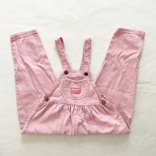 OshKosh Pink Hickory Stripe Overalls - Yellow Clover Vintage Kids Clothes