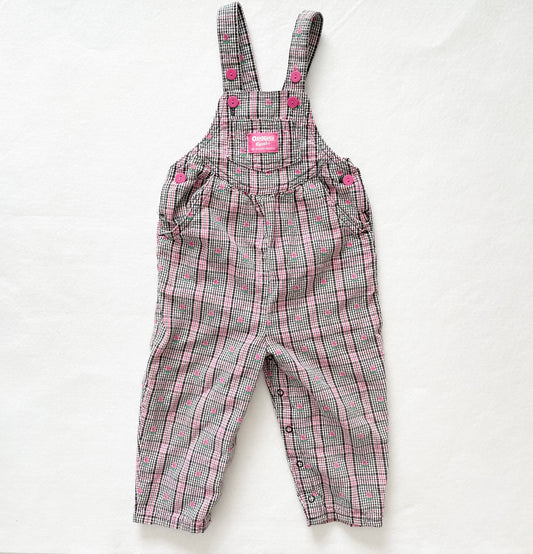 OshKosh Floral Plaid Woven Overalls - Yellow Clover Vintage Kids Clothes