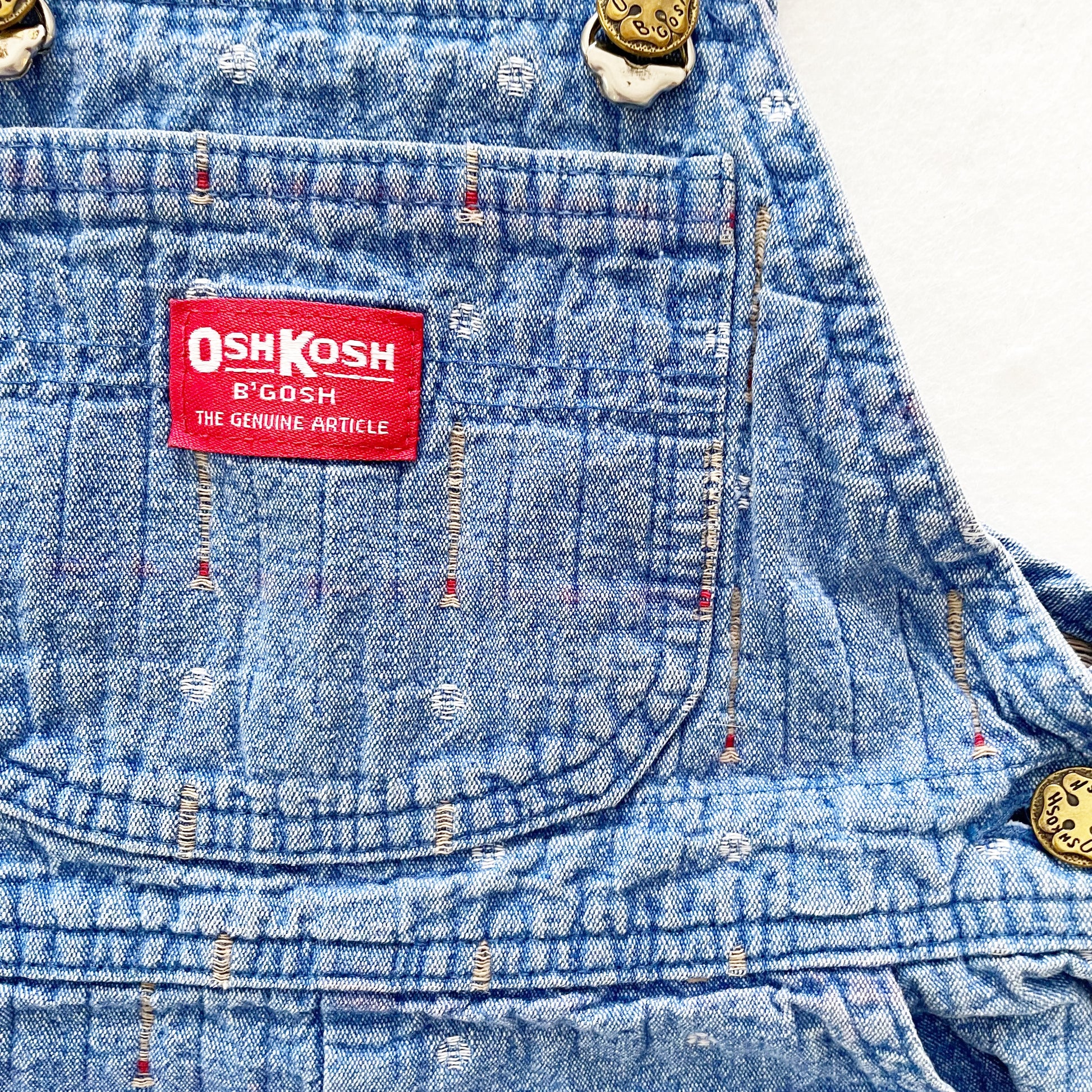 OshKosh Baseball Woven Shortalls - Yellow Clover Vintage Kids Clothes