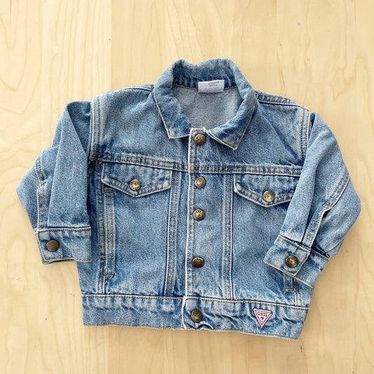 Vintage Guess Leather Patch Denim Jacket
